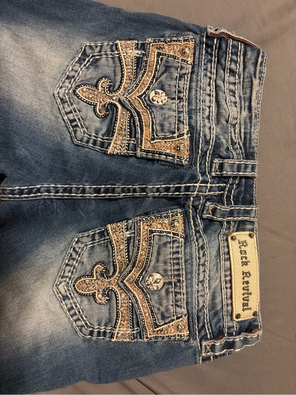 Rock Revival Embellished Blue Jeans